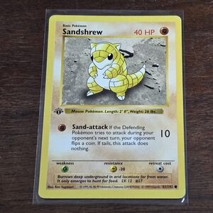 Pokemon Sandshrew Trading Card - Yellow and Brown